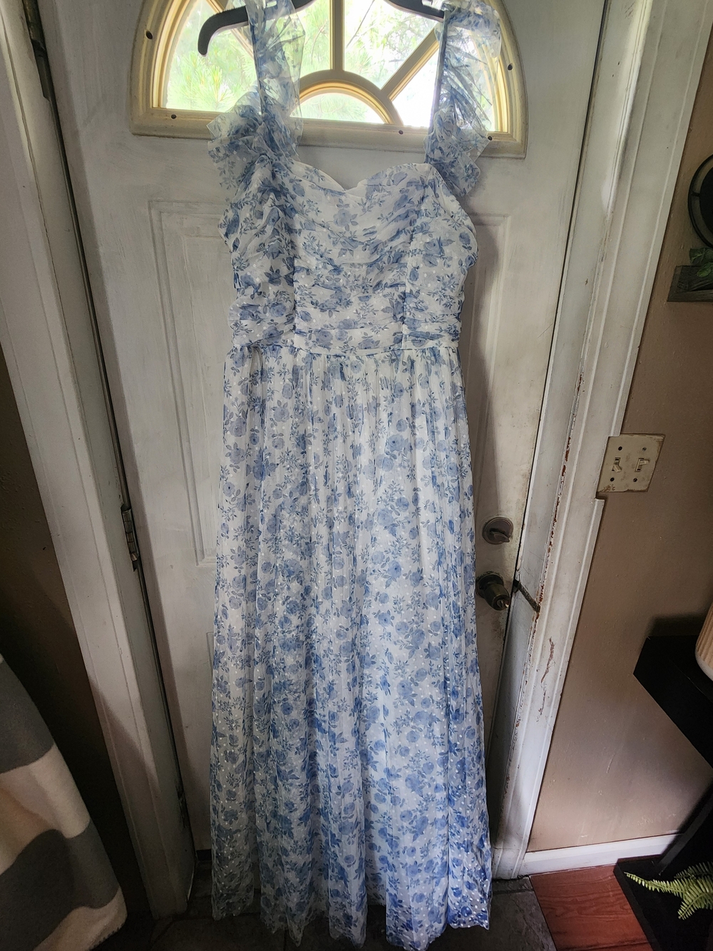 City Studio Light Blue Floral Maxi Dress with Ruffle Straps